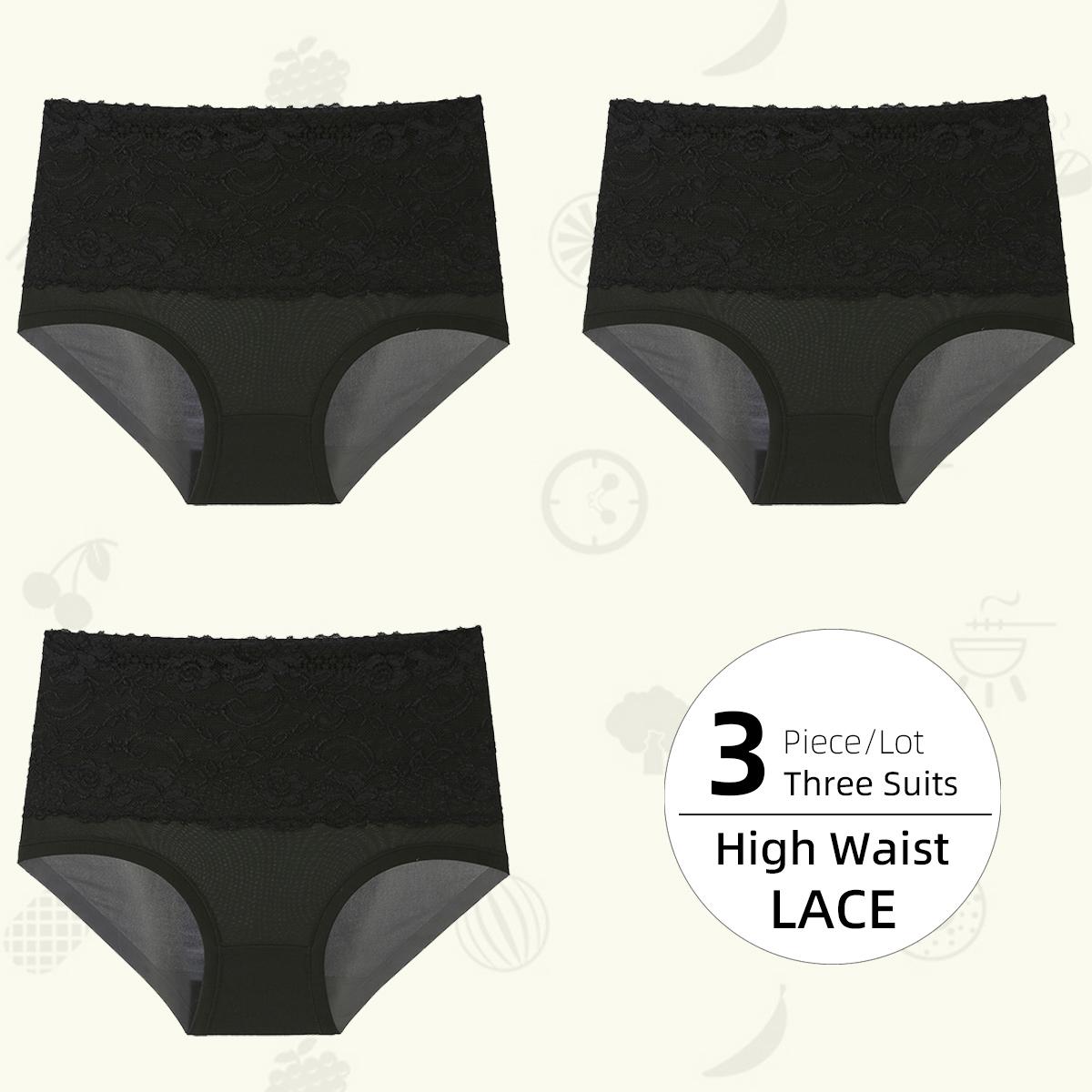 

Женские трусики с высокой талией, кружевные женские трусики большого размера, однотонные треугольные брюки с высокой талией, нижнее белье, трусы XL
