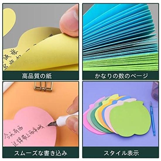 Post-it Notes Cute Strong Adhesive Multi-color Notebook Suitable Business Use Apple Strawberry Heart Shape Office Classroom Home Blackboard Wall 100