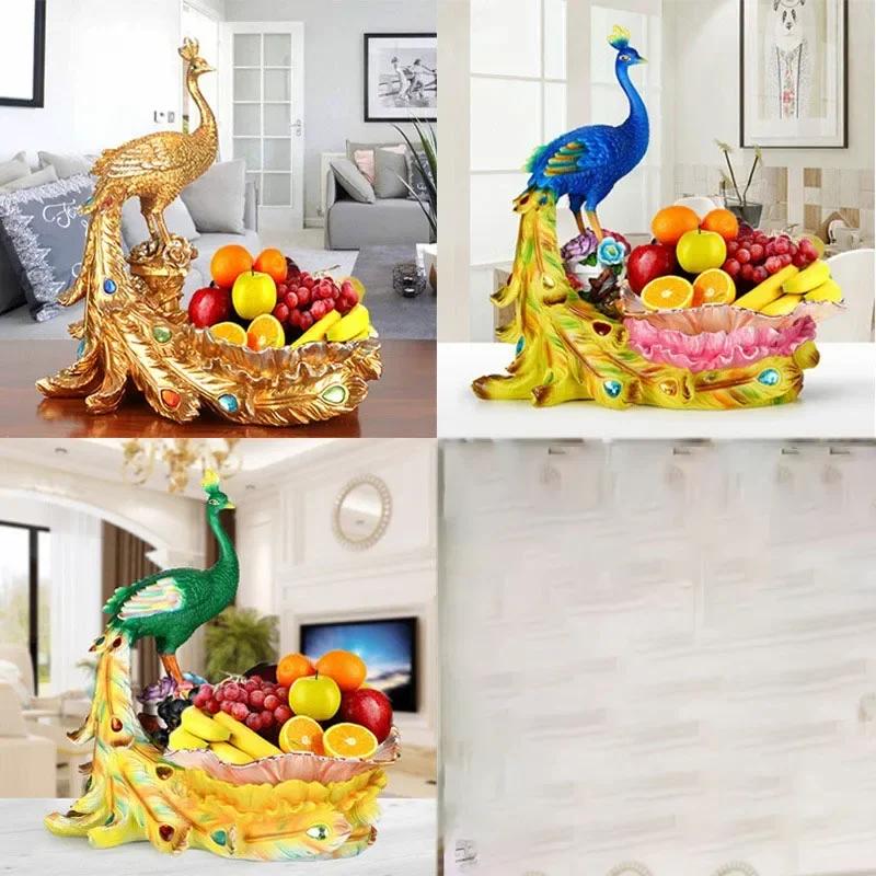 

Тарелка для фруктовых конфет в европейском стиле с павлином для дома, гостиной, тарелка для сухофруктов Dim Sum, настольная креативная подставка для хранения, украшение для закусок