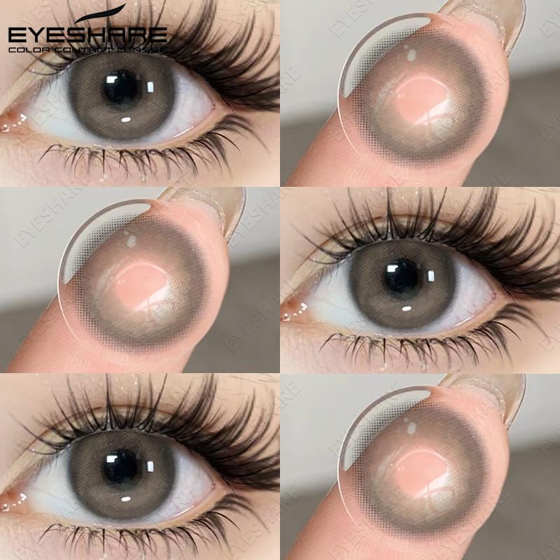 Eyeshare 1 Pair Colored Contact Lenses Brown Eye Contacts Gray Pupils Doll Eye Lenses Makeup Cosmetics Year Use
