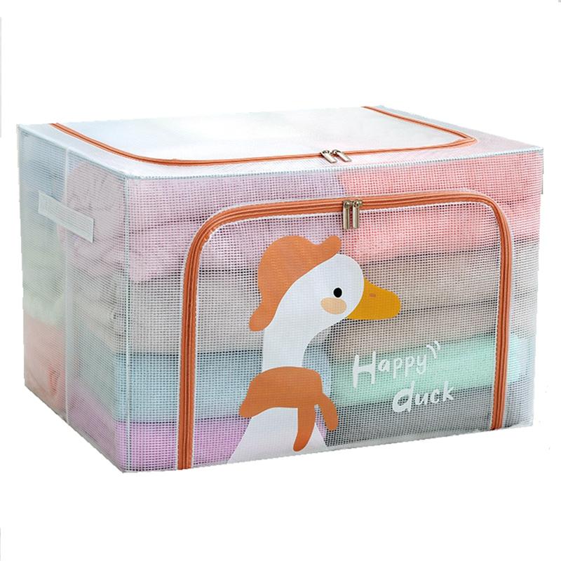 

Good-1 PCS 66L Clothes Storage Box PVC Transparent Metal Frame Sorting Luggage Container A