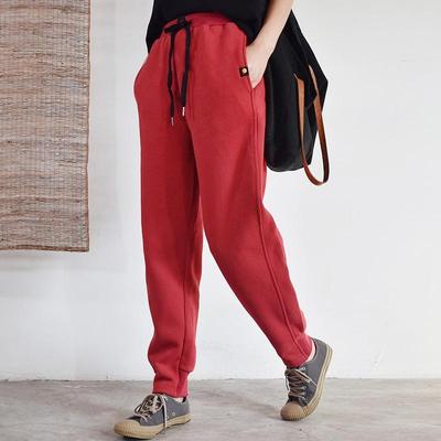 Damskie, luźne, pluszowe i grube, codzienne, ciepłe, pluszowe spodnie do uprawiania sportów jesienno-zimowych
