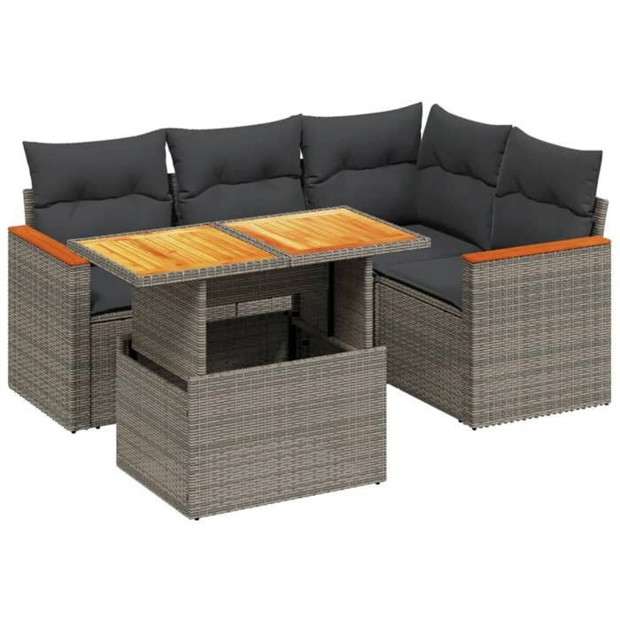 VidaXL Garden Lounge Set with Cushions 5 Pcs, Patio Sofas, Patio Furniture Set, Outdoor Furniture, Grey 3273062
