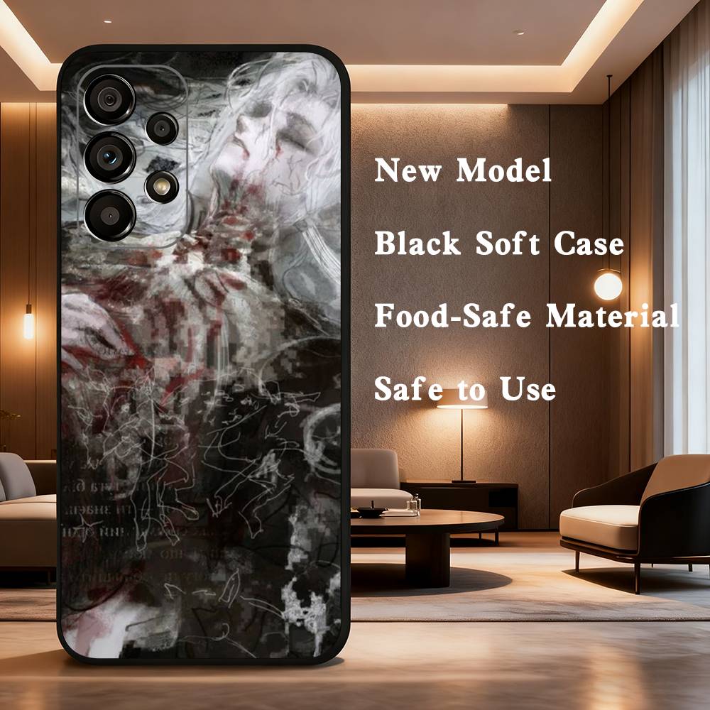 

Sword White Hair Witch For Samsung Galaxy A73,31,71,53,32,72,Note,22,41,8,9,52,J7,Soft Black Silicone Cover Case SamsungA70