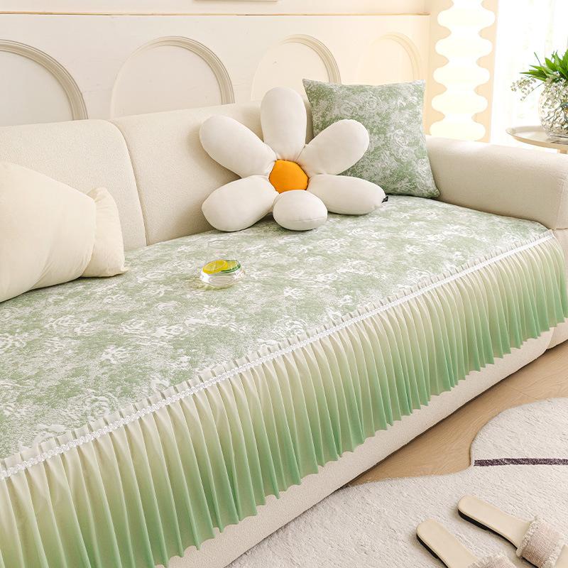 Skirt ice silk sofa cushion summer 2025 new high-end sofa mat fixed non-slip seat cushion cover cloth