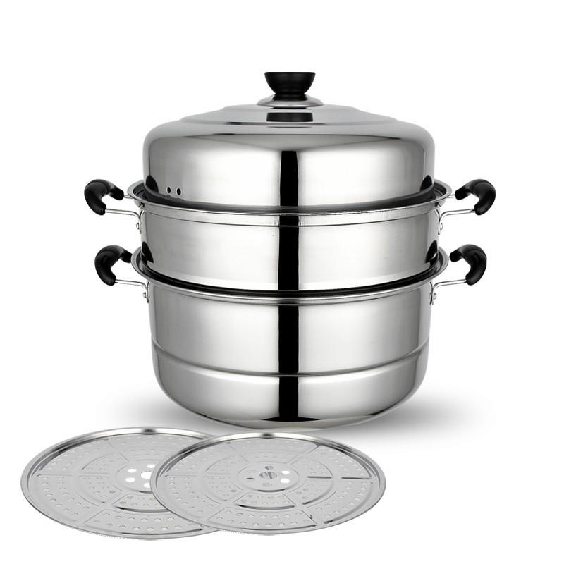 Stainless Steel Three-Layer Steamer with Tray and Soup Pot for Induction Cookers