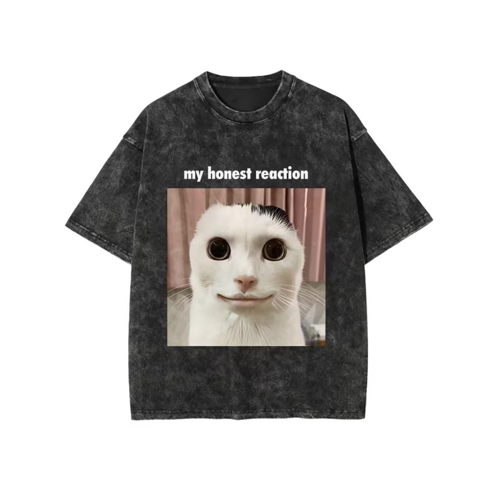 Vintage Funny Cat Meme T-Shirt I Eat All The Gas Graphic Tee Men’s Women’s Casual Oversized Short Sleeve Top