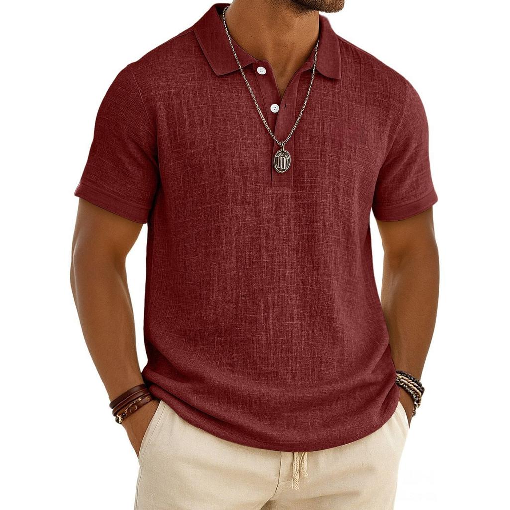 VEZFAA Damenmode, lässig, Sommer, Frühling, einfarbig, kurzärmelig, Polo-Ausschnitt, Blusen und Hemden