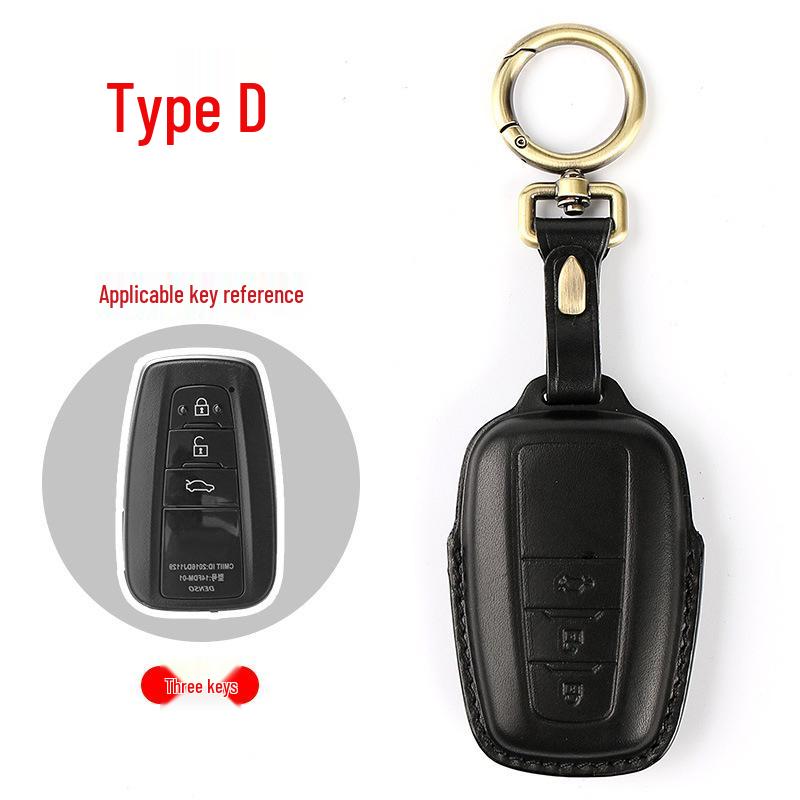 Genuine Leather Key Case for Toyota: Camry, Corolla, Highlander, RAV4, CHR, and Levin.