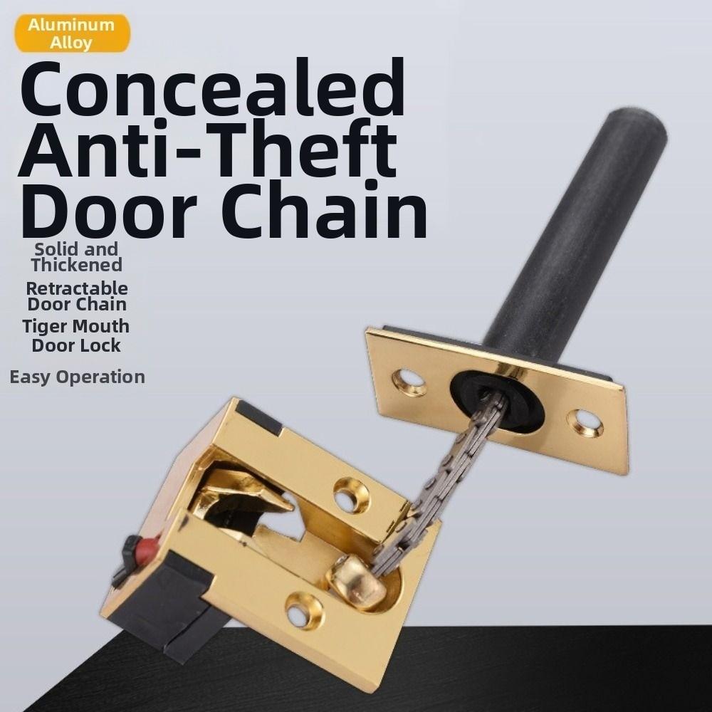 Anti-theft Door Chain Lock Heavy Duty Aluminum Alloy Security Door Lock with Screws Quiet Use Concealed Door Bolt Travel