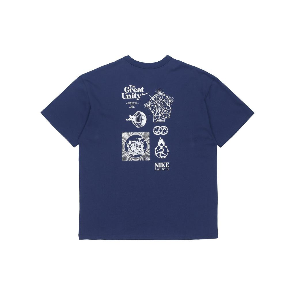 Nike T Shirts Men's Navy Blue Crew Neck Moderate Straight Fit DM7899-410