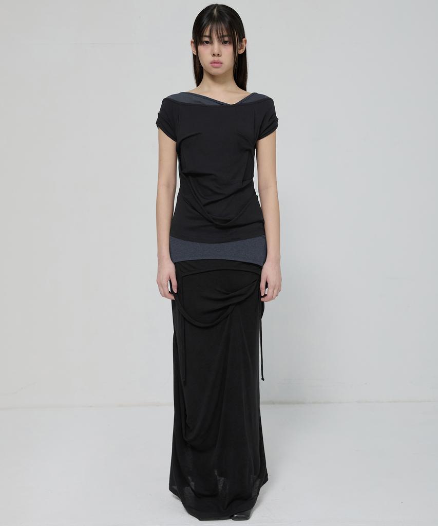 Peulleeoeob 2-Layered Top (Fl-141_Black&Charcoal)