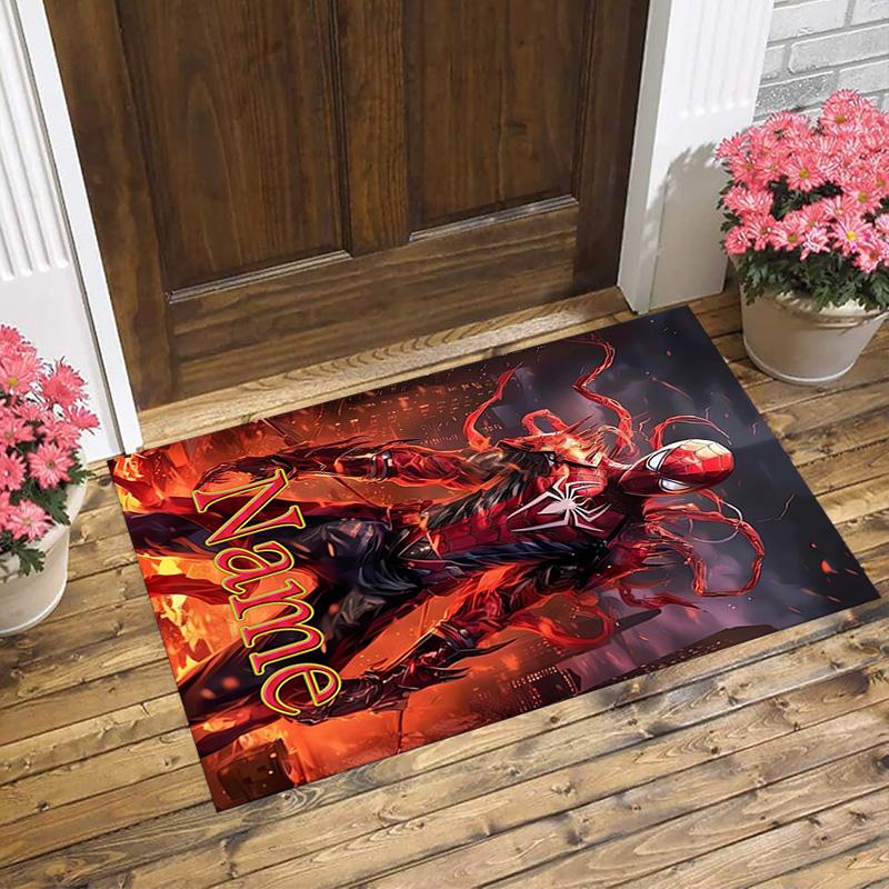 Personalized Name S-Spider M-Man Urban Living Room Non-Slip Area Rug Soft Carpet for Bedroom Kids Playroom Sofa Office Home Decor Doormat
