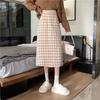 Plus Size Women's Korean Style Plaid Woolen High Waist Mid-Length Winter Skirt