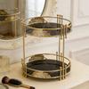 Make-up   Eisen 2-stöckig Hautpflege Aufbewahrung Display-Ständer Badezimmer-Arbeitsplatte   Regal für Schminktisch Schlafzimmer Schwarz Gold