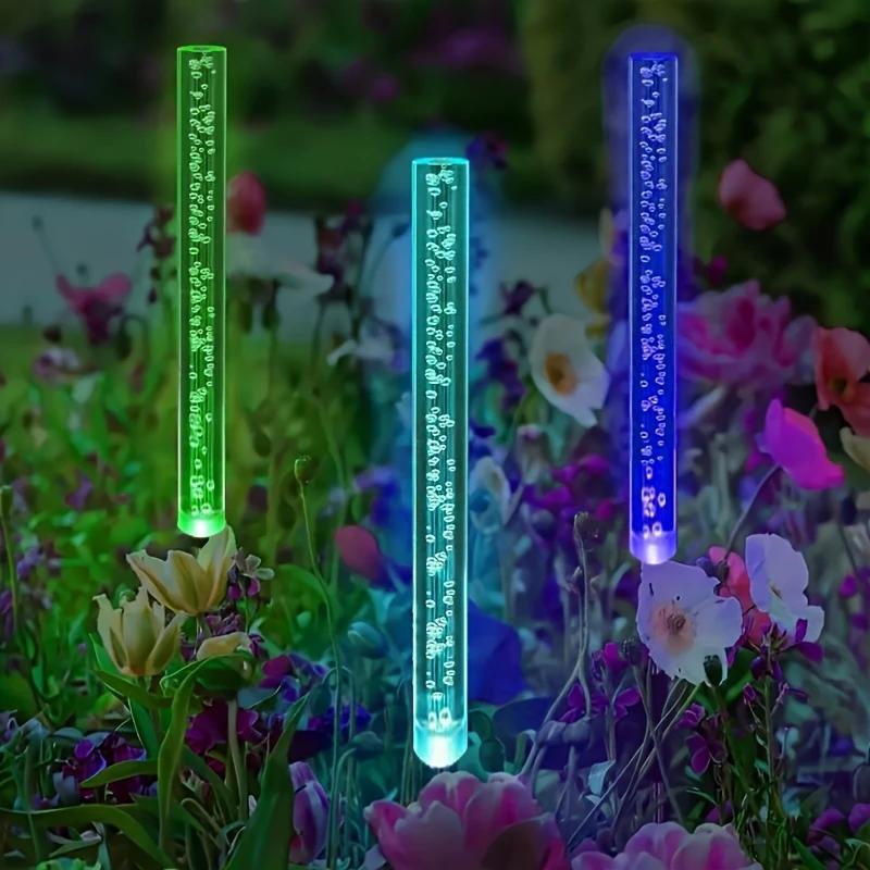 1/2pc Solar Outdoor Color Changing Landscape Path Light Solar Powered Acrylic Bubble Pathway Stake Light For Garden Patio Decor
