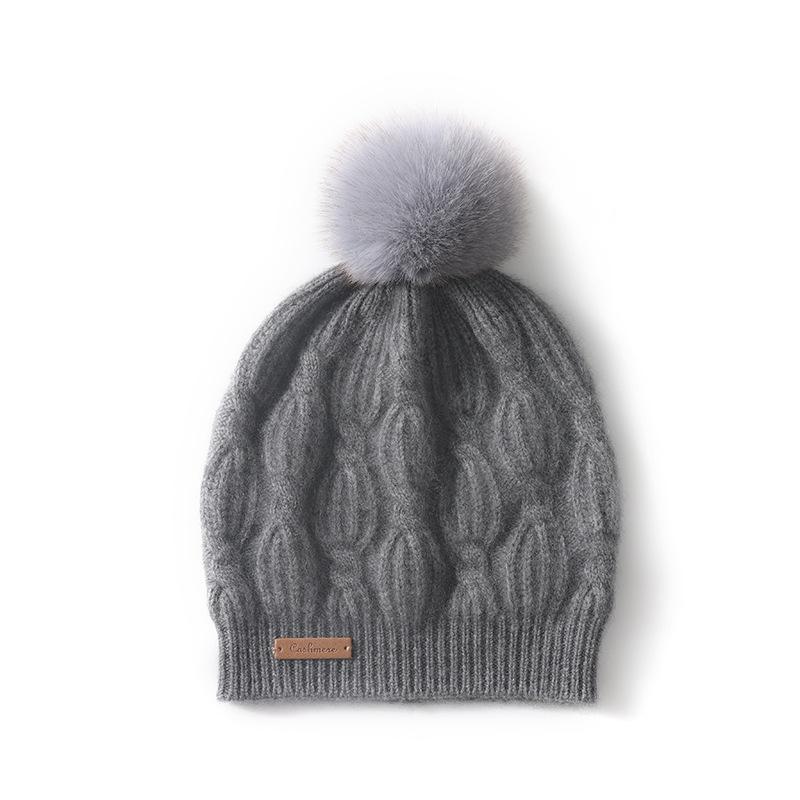 Cashmere hat autumn and winter new style women's pom pom twisted casual ear protecting pile hat thickened knitted hat
