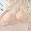 Foreign Trade Printed Bra Cover Gathers Without Steel Ring Thin Cup Middle-aged and Elderly Models In Stock