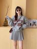 Korean Style Retro Plus Velvet Hoodie & Pleated Skirt Set for Women