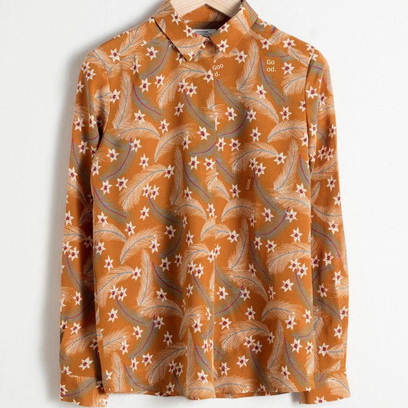 

White Collar Niche Mailang Retro Shirt Mai Lang Retro Florals shirt (dark yellow) L