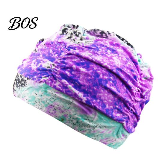 Soft Swim Cap Cloth Swimming Pool for Women, Breathable Colorful Ruffle Loose Fit Cap, Elastic Ear Protection Short Long Hair Bathing Hat
