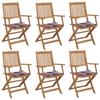 Exclusive House - Folding Garden Chairs Set of 6 with Cushions Acacia Wood