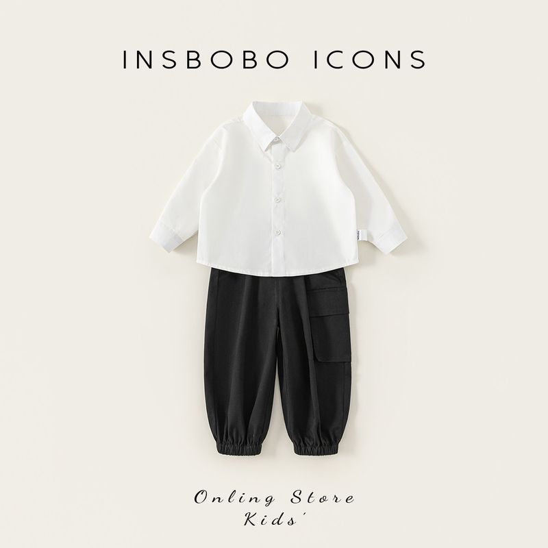 Insbobo Boys  Trendy and Stylish Outfit 2026 Spring Children s Clothing Baby Spring and Autumn New Children s Wear White 80