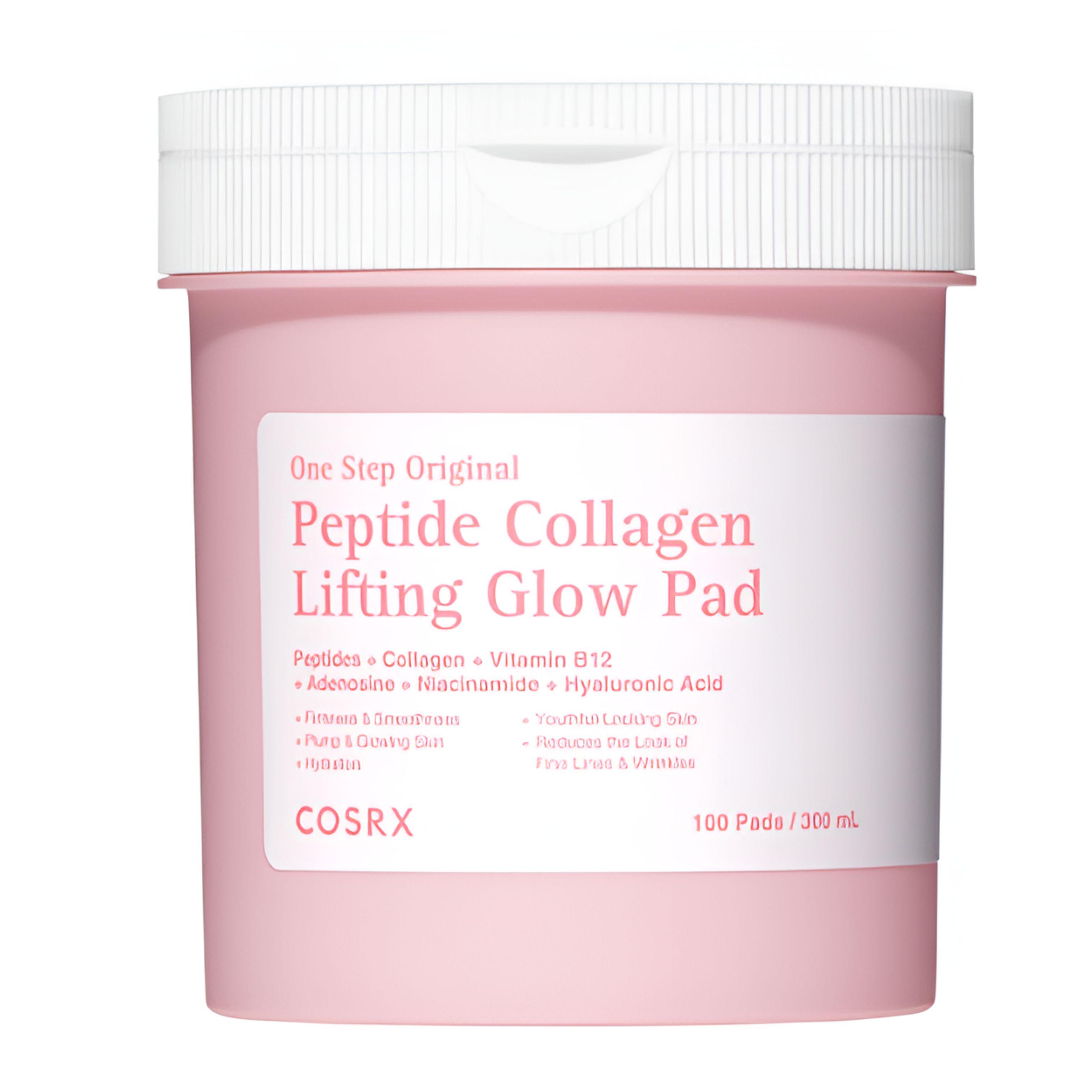 COSRX One Step Peptide Collagen Lifting Glow Pad – Укрепляющие и сияющие тонер-пэды (100 прокладок)