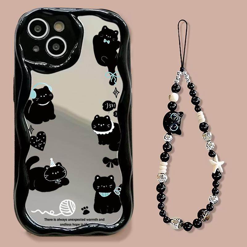 Cute Cat Mirror Chain Lanyard Case For Honor X9D X6C X7C 400 Lite 200 Pro 90 Lite X7D X9B X7A X8A X6B X6A X7B X8C Silicone Cover