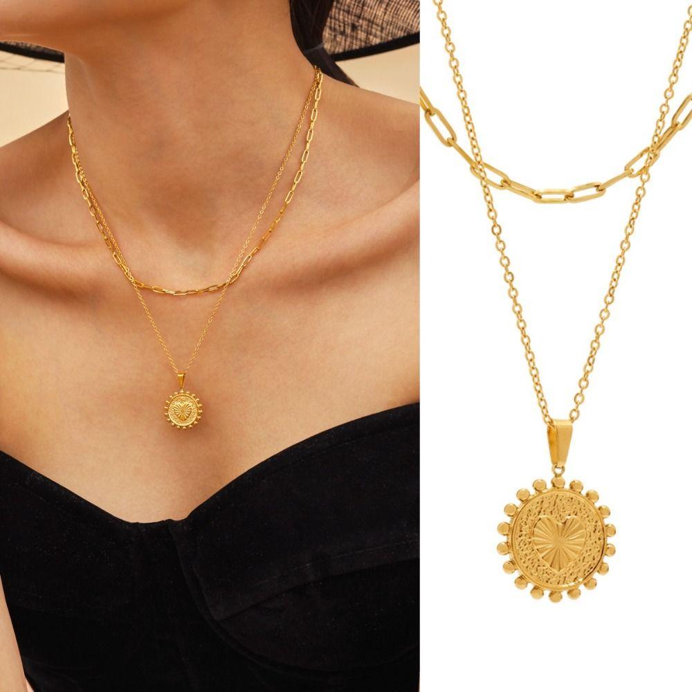 Stainless Steel Double Layers Clavicle Chain Fashion Ladies Choker Jewelry  Summer