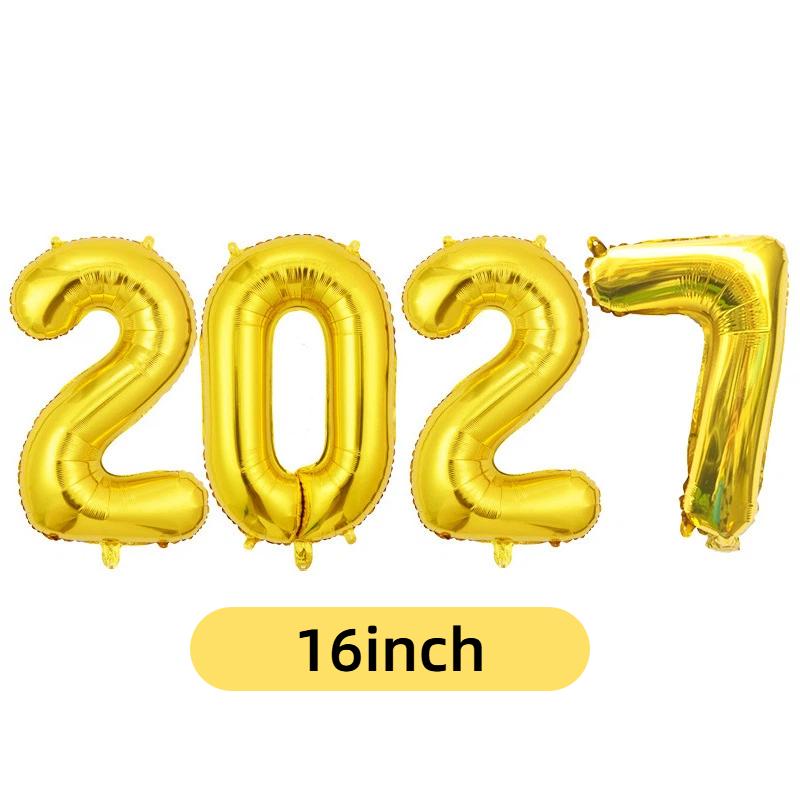 2027 Number Foil Balloons 16/32 Inch Multicolor Floatable Decor for New Year Christmas Graduation Party