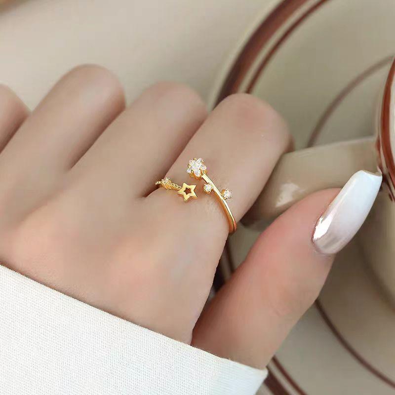 "Star Language Wish" Temperament Versatile Star Zircon Ring Design Sense Personality Delicate Ring