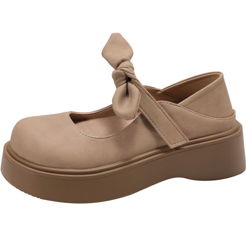 Retro British Style Platform Small Leather Shoes Women's 2025 New Spring and Autumn Versatile Bow with Skirt Mary Jane Single Shoes