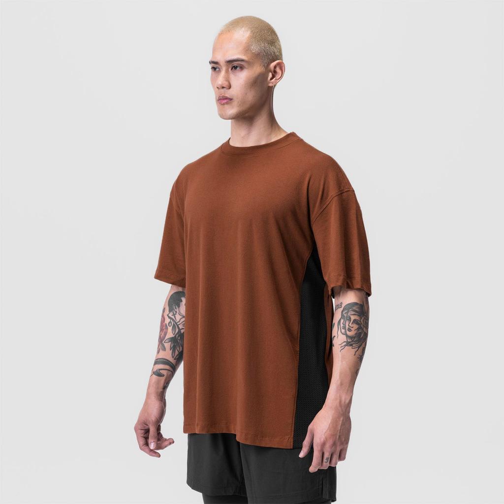 Summer American Sports Fitness Short-sleeved Men's Mesh Splicing Breathable American Round Neck Loose Solid Color T-shirt