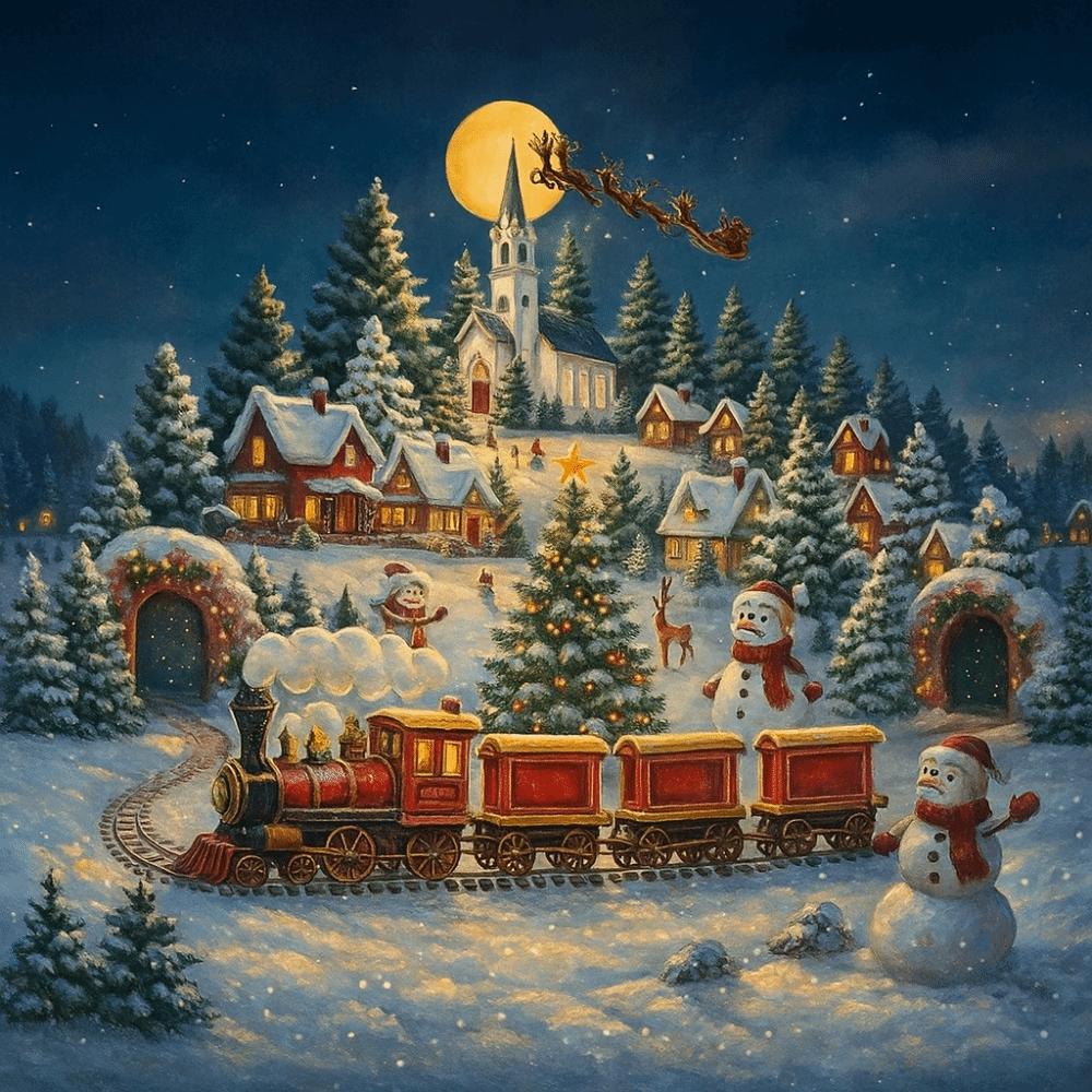 With Envelopes 3D Christmas Card Folding Design Snowy Village Scene Pop-Up Christmas Card Holiday Greeting Card