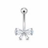 Stainless Steel Belly Button Ring Shiny Heart Zircon Dangle Hypoallergenic Navel Piercing Jewelry for Women Daily Party Wear