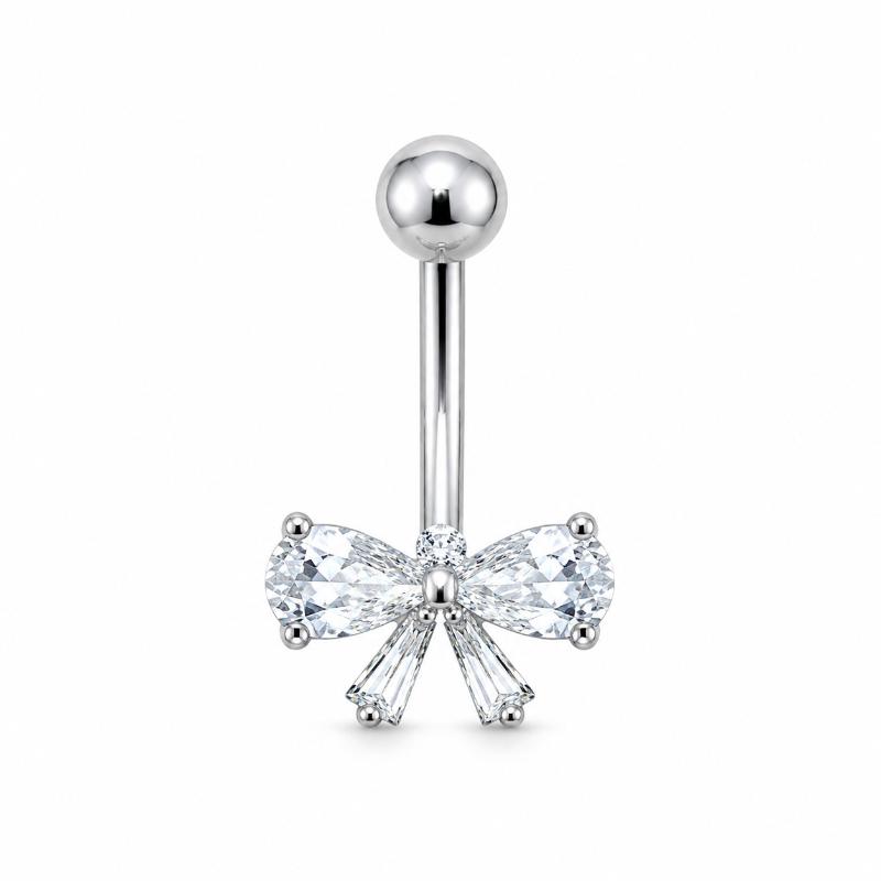 Stainless Steel Belly Button Ring Shiny Heart Zircon Dangle Hypoallergenic Navel Piercing Jewelry for Women Daily Party Wear