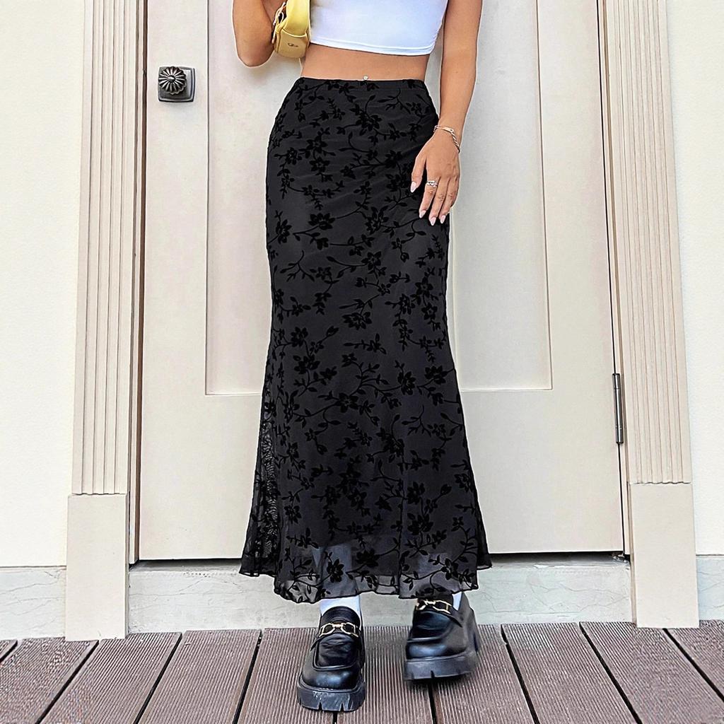 DAFIFY Lässige Röcke für Damen mit Blumenmuster und Frühlings-Sommer-Print