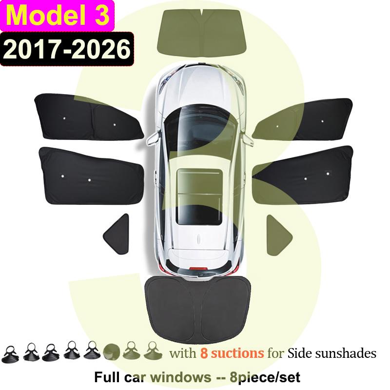 For Tesla Model Y 3 X S 2026 2025 2024 Privacy Sun Shade Cover with Suction Rear Window Shades Sunshield Anti-UV Blind Cover Kid