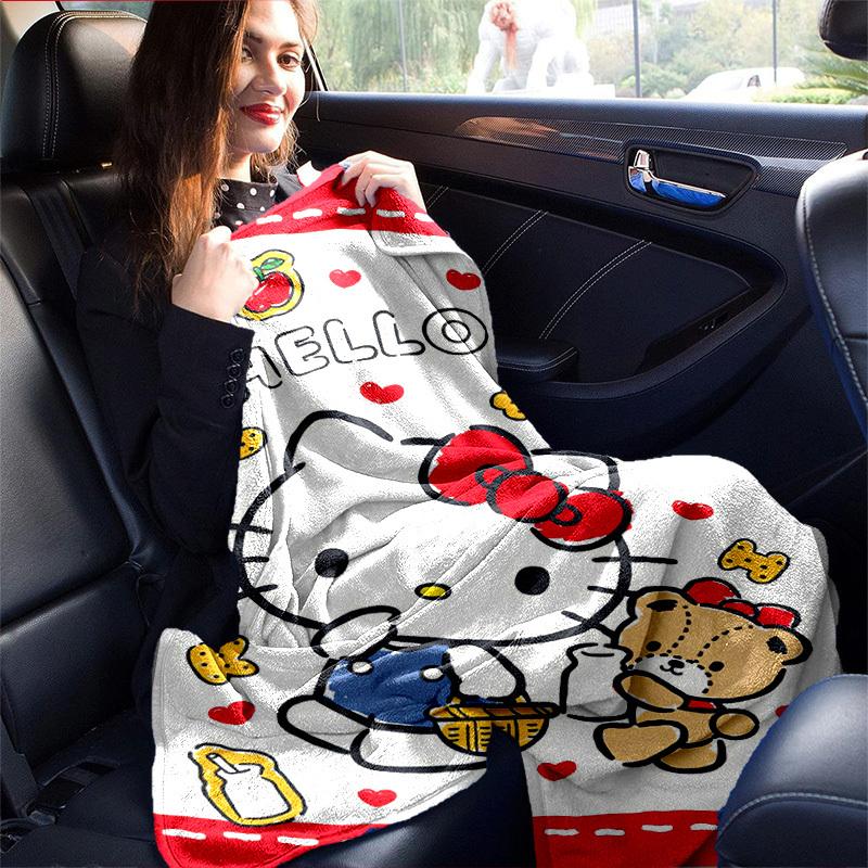 1pc. Hello Kitty Cute Cartoon Print Blanket - Perfect for Home, Office, Outdoor Use, Gift Idea, Suitable for Al