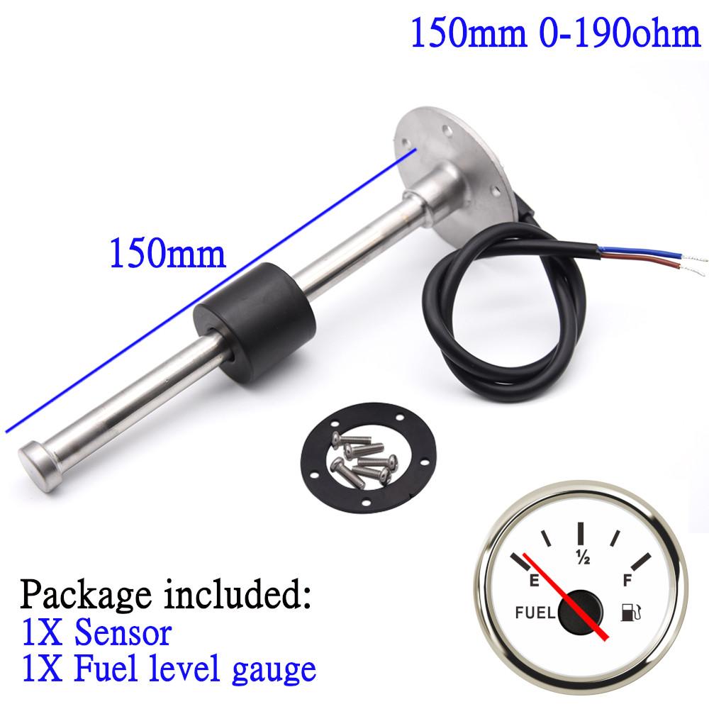 Fuel Sensor 100/125/200/225/275mm 0-190ohm Marine Digital Fuel Gauge with Sensor Fit Car Truck Boat Yacht Fuel Sender Unit 9-32V