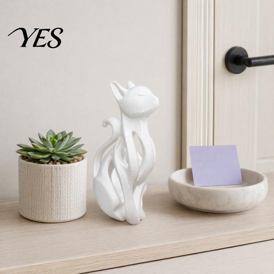 Hollow Cat Decoration 3D Printed Figurine, Modern Black White Kitten Statue, Shape Figurine Artistic Animal Sculpture Desk Decoration, Gift for Lovers