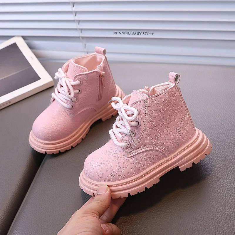 

Children Short Boots for Girl Spring Autumn New Little Princess Embossed Floral Versatile Soft Baby Sweet Kids Shoes I06189 21 розовый