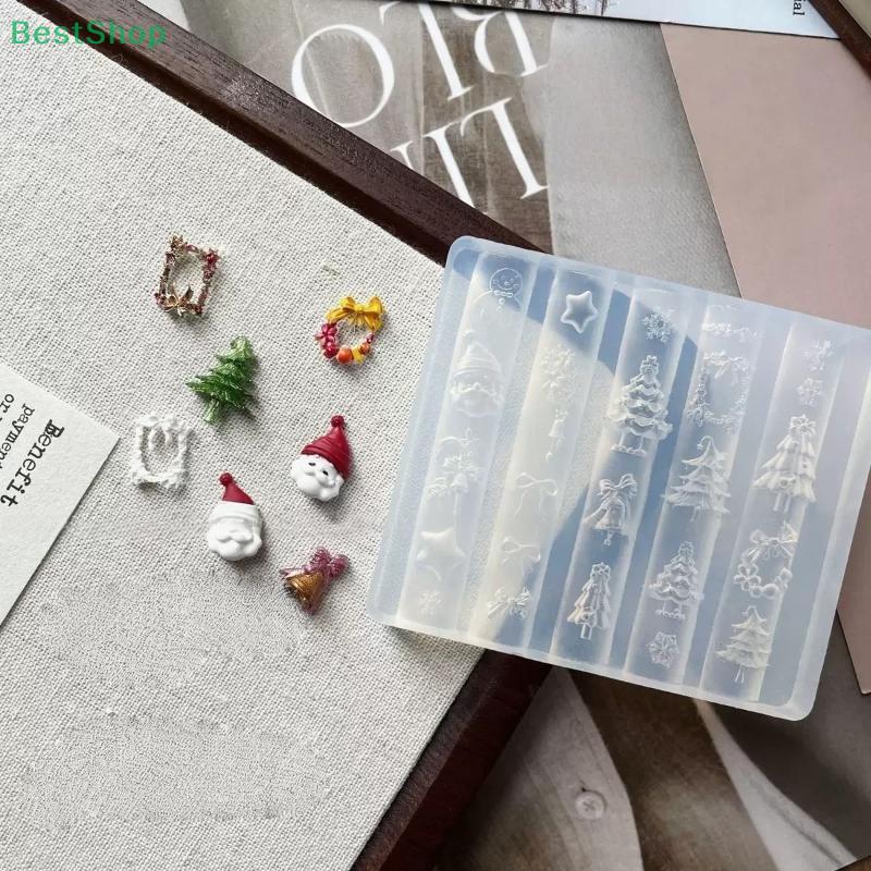 Christmas Series(Christmas Tree Snowman Gingerbread Man ) 3D Nail Art Silicone Molds,DIY Transparent Manicure Decor Templates