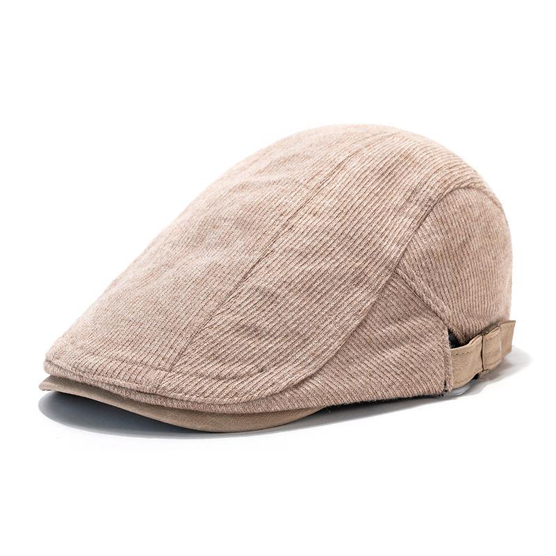 Autumn Winter Peaked Cap Men Vintage Corduroy Forward Cap Women's British Style Warm Beret Cap