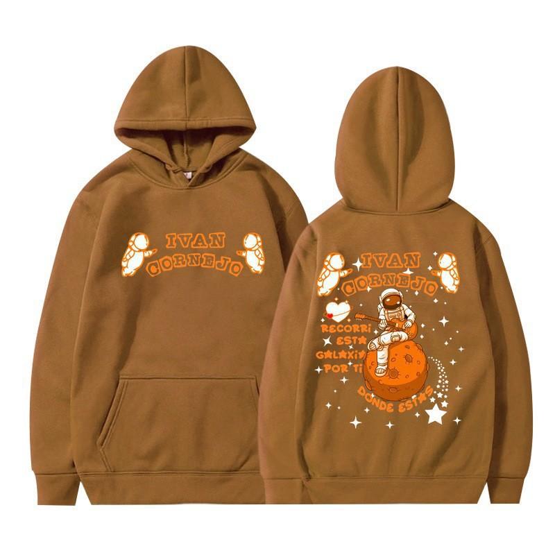 Unisex Hooded Sweatshirt With Astronaut Print Loose Fit Casual Sportswear Men Women Teens