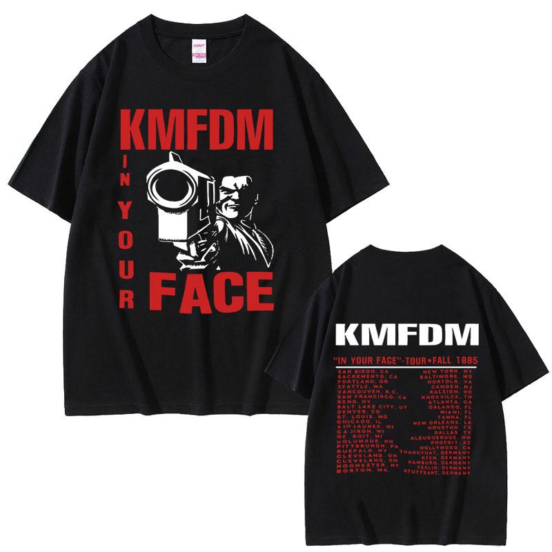 Camiseta Gráfica de Tour de Rock Kmfdm 97 Verano Hombres Mujeres Vintage Gótico Punk Streetwear Masculino Casual Camisetas de Algodón Puro
