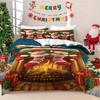 3pcs Red Christmas Stocking Printed Coreless Bedding Set Soft Comfortable for Dormitories Bedrooms with Multiple Sizes
