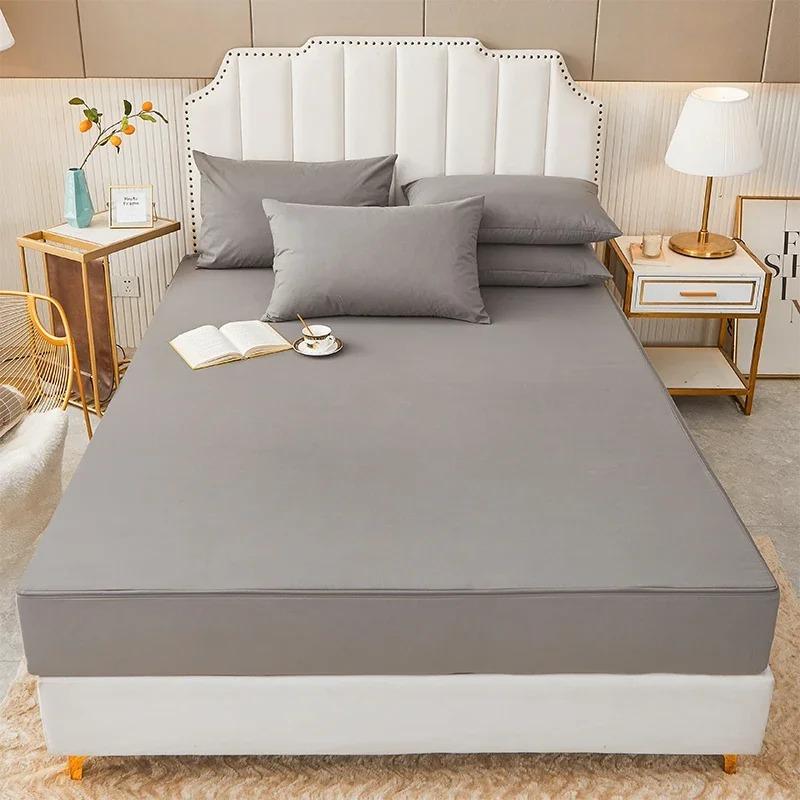 Sicherer Wasserdichter Matratzenschoner Weich Bequem Atmungsaktiv Einfarbig Spannbettlaken Bettwäschebezug Keine Kissenbezüge enthalten