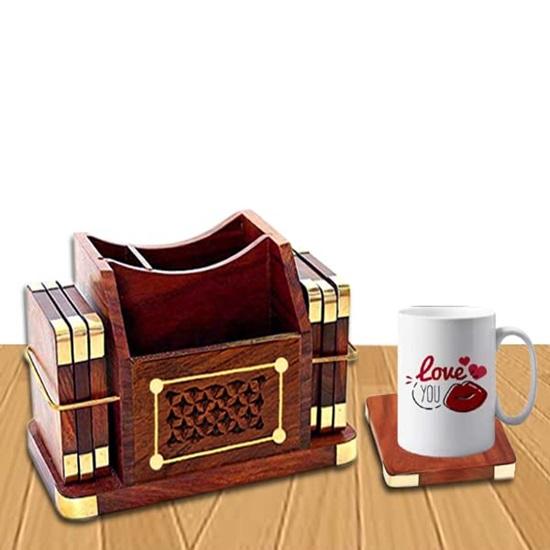 Drink Wooden  Coasters Set of 6 Wooden Table Coasters for Coffee Mug Tea Cups